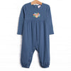 Turkey Blessings Applique Romper, Blue