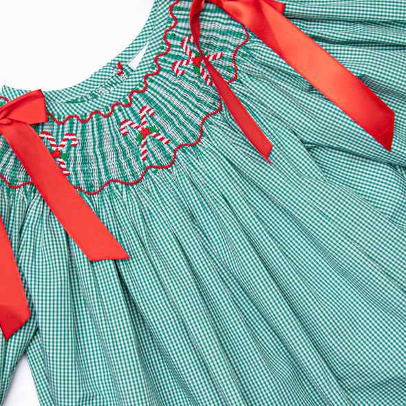 Candy Cane Classics Smocked Legging Set, Green