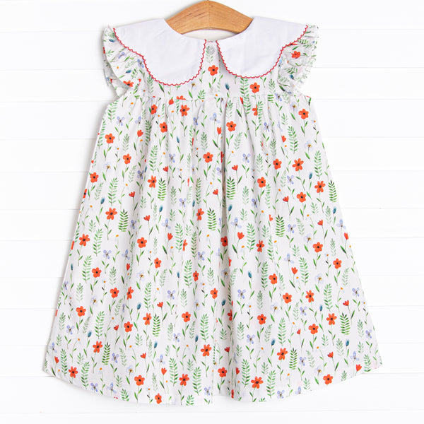 Fresh Water Florals Dress, Red