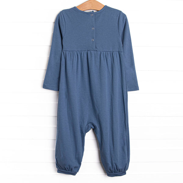Turkey Blessings Applique Romper, Blue
