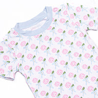 Blue Ribbon Blooms Bamboo Pajama Short Set, Blue