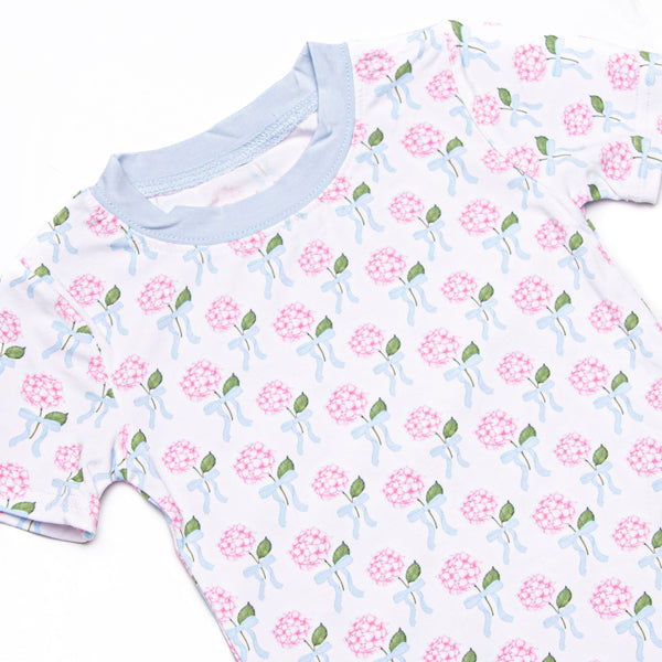 Blue Ribbon Blooms Bamboo Pajama Short Set, Blue