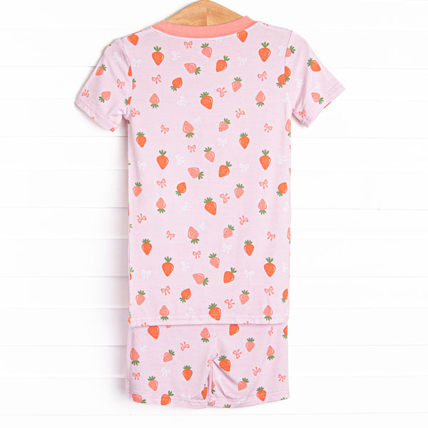 Berry Bow Bamboo Pajama Short Set, Pink