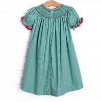 Rudolph's Runway Smocked Bishop Dress, Green