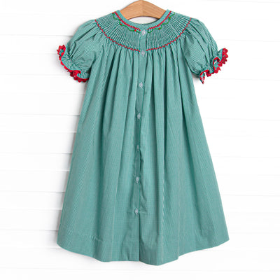 Rudolph's Runway Smocked Bishop Dress, Green