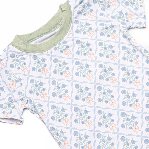 Orange You Glad Garden Bamboo Pajama Short Set, Green