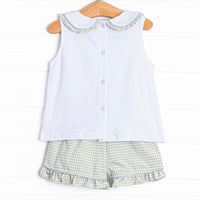 Summer Sage Ruffle Short Set, Green