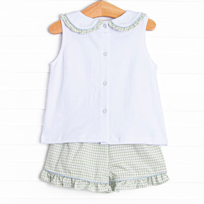 Summer Sage Ruffle Short Set, Green