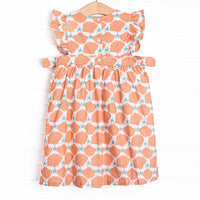 Seashore Shells Side Tie Dress, Orange