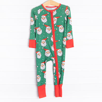 White Christmas Bamboo Zippy Pajama, Green