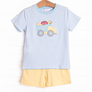 Hauling Knowledge Applique Short Set, Yellow