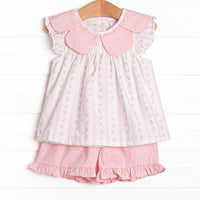 Tulip Towers Ruffle Short Set, Pink