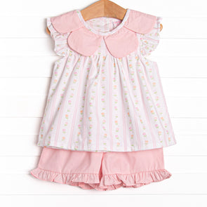 Tulip Towers Ruffle Short Set, Pink
