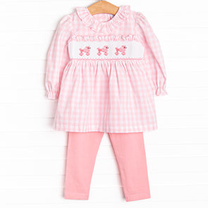 Toodles, Poodles Smocked Legging Set, Pink