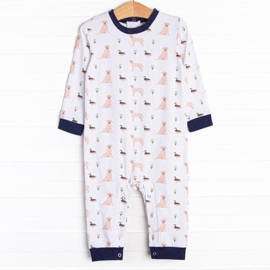 Waddles and Wags Long Romper, Navy