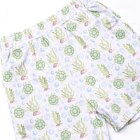 Sandy Sea Turtle Short Set, Blue