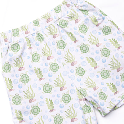 Sandy Sea Turtle Short Set, Blue