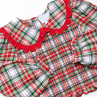 Bleu: Colette Classic Smocked Long Sleeve Skirt Set, Red Plaid