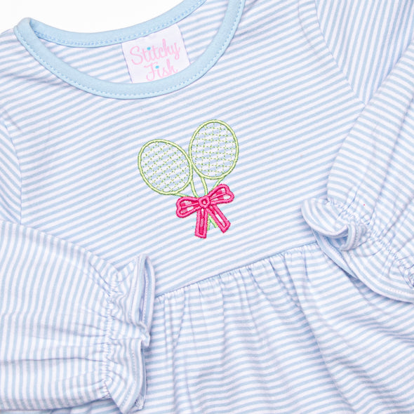 Totally Tennis Applique Ruffle Pant Set, Blue