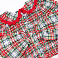 Bleu: Colette Classic Smocked Long Sleeve Skirt Set, Red Plaid