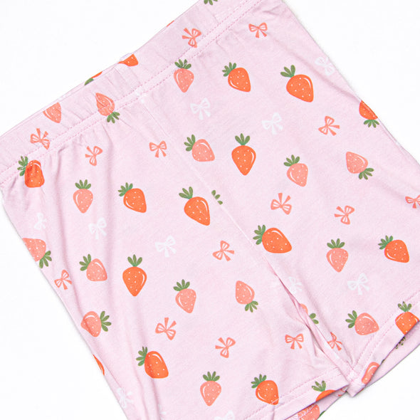 Berry Bow Bamboo Pajama Short Set, Pink