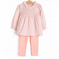 Going Gingham Legging Set, Pink