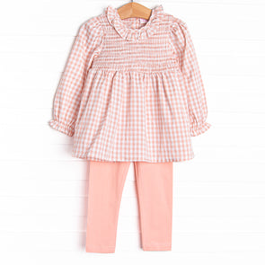 Going Gingham Legging Set, Pink
