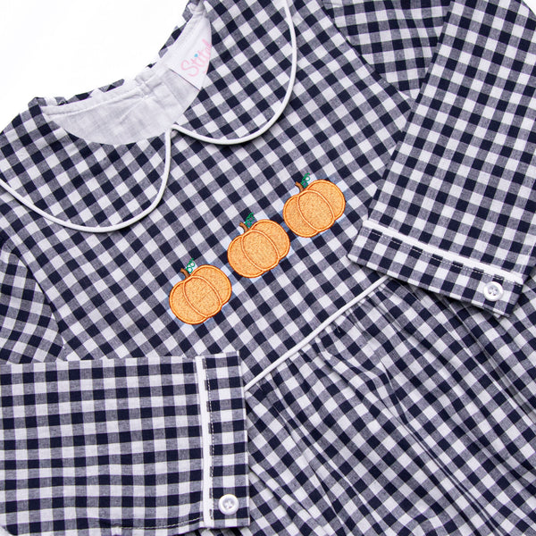 Pumpkin Patch Proper Embroidered Bubble, Blue