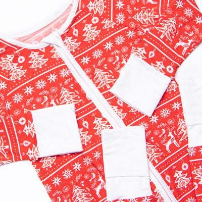 Fair Isle Favorites Bamboo Zippy Pajama, Red