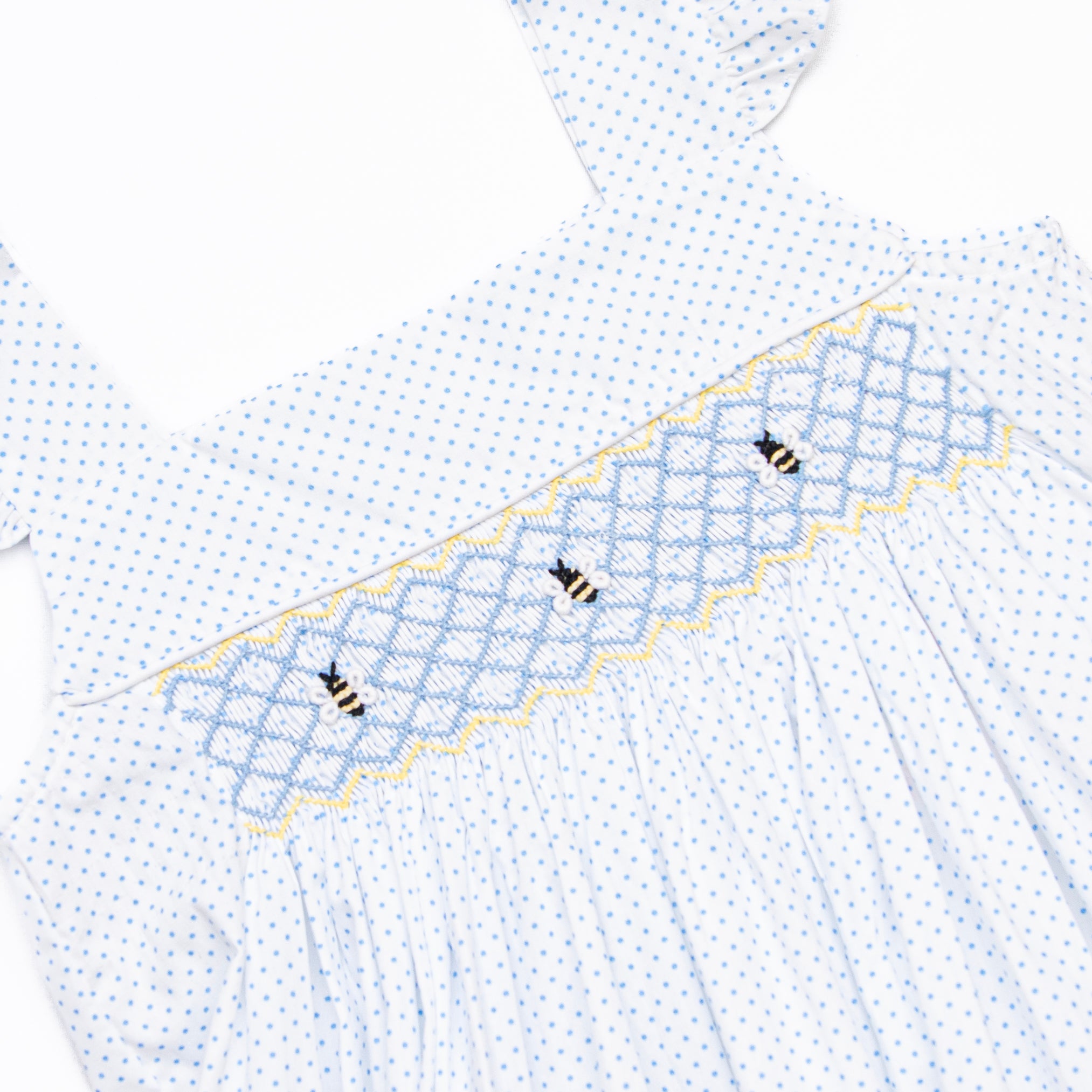Buzzin' Bees Smocked Dress, Blue Stitchy Fish Buzzin' Bees Smocked Dress, Blue Stitchy Fish