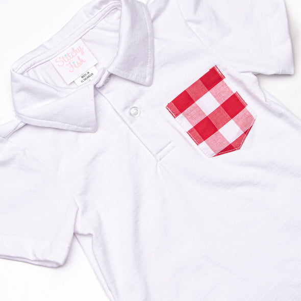 Checkerboard Charm Short Set, Red