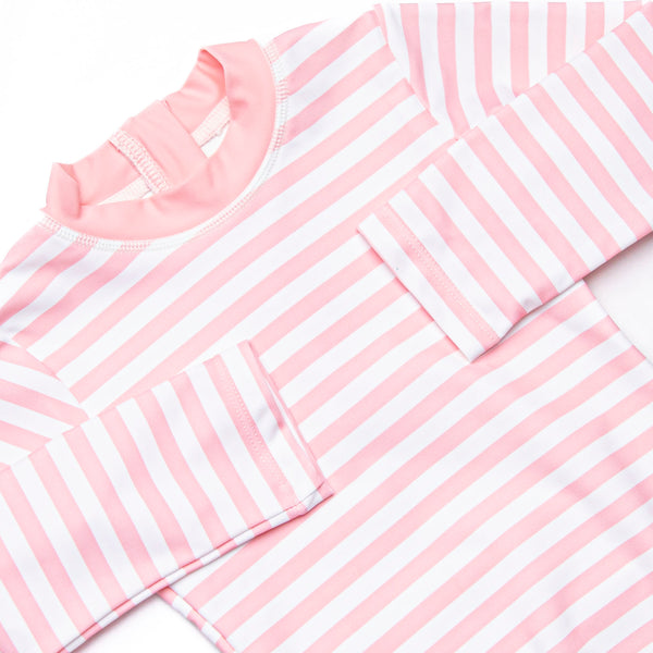 Summer Swim Long Sleeve One Piece Rash Guard, Pink