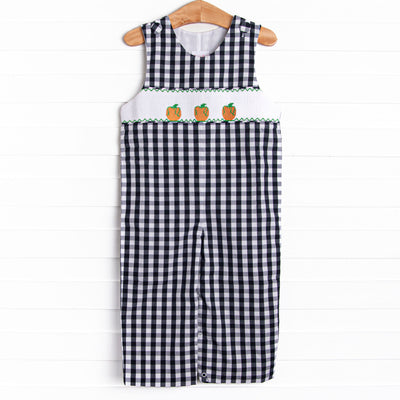 Fall Pickins Smocked Long Jon Jon, Navy