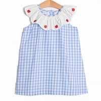 Addison Apple Embroidered Dress, Blue
