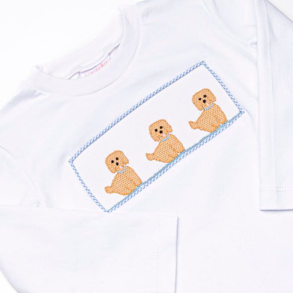 Pampered Pups Smocked Boy Pant Set, Blue