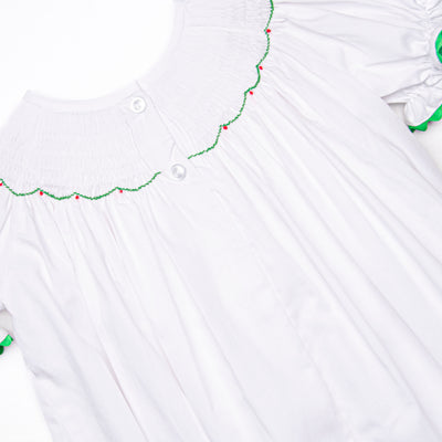 Joy of Christmas Smocked Romper, White