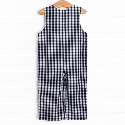 Fall Pickins Smocked Long Jon Jon, Navy