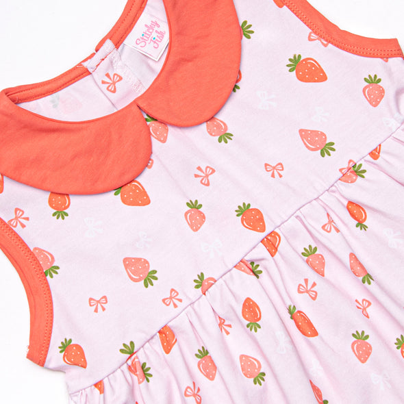 Berry Bow Ruffle Short Set, Pink