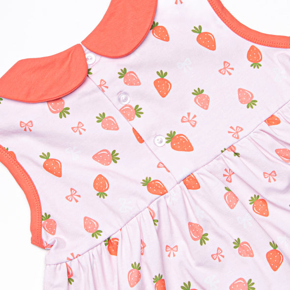 Berry Bow Ruffle Short Set, Pink
