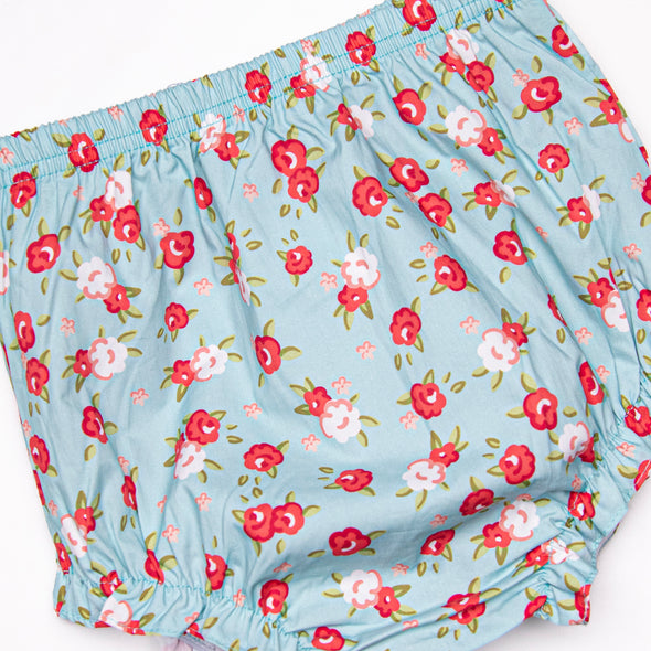 Smell the Roses Diaper Set, Blue