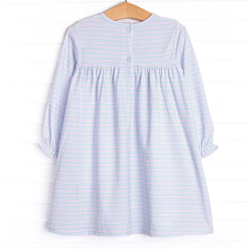 Pastel Pinstripe Dress, Blue Stitchy Fish Pastel Pinstripe Dress, Blue Stitchy Fish