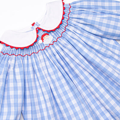 Checking It Twice Smocked Diaper Set, Blue