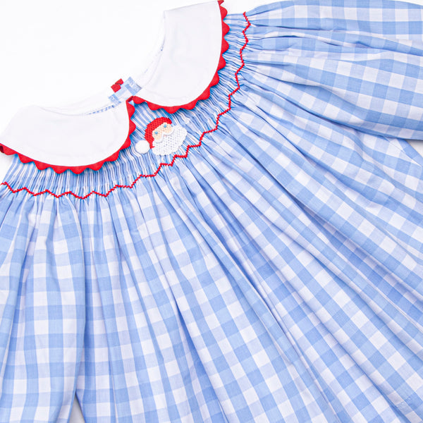 Checking It Twice Smocked Diaper Set, Blue