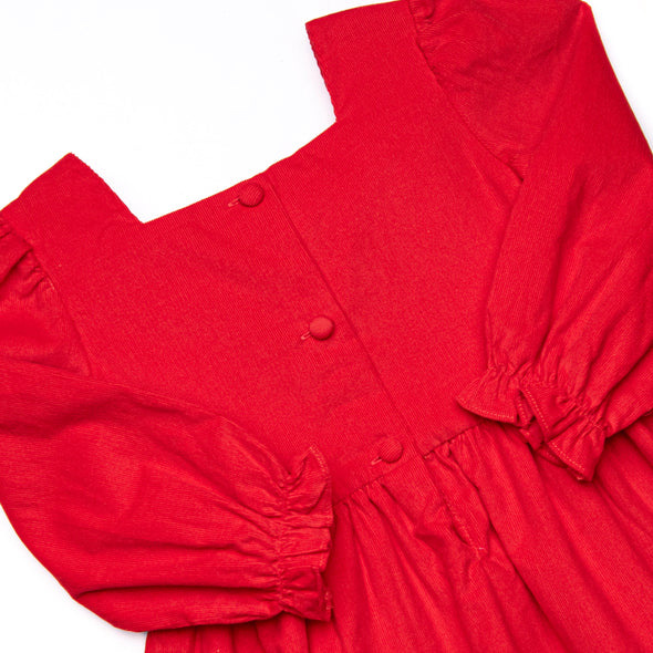 Bleu: Holly & Bows Long Sleeve Dress, Red
