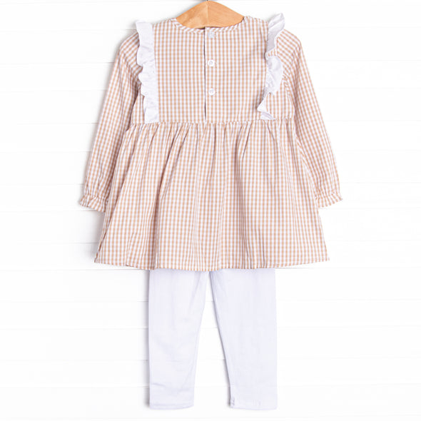 Classic Caroline Legging Set, Tan Gingham