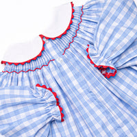 Checking It Twice Smocked Diaper Set, Blue