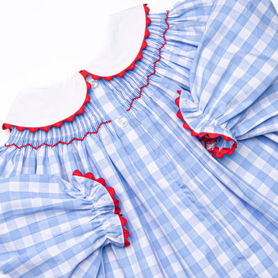 Checking It Twice Smocked Diaper Set, Blue