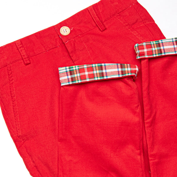 Bleu: Conrad Classic Pant, Red Corduroy