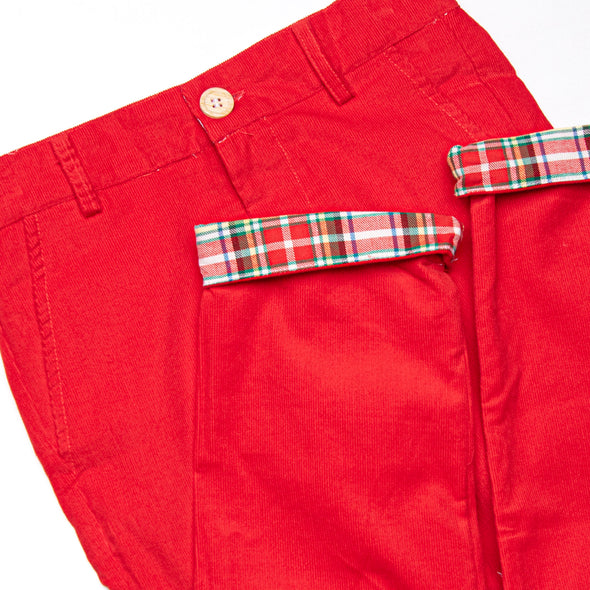 Bleu: Conrad Classic Pant, Red Corduroy