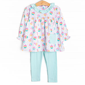 Sprinkle of Color Legging Set, Aqua